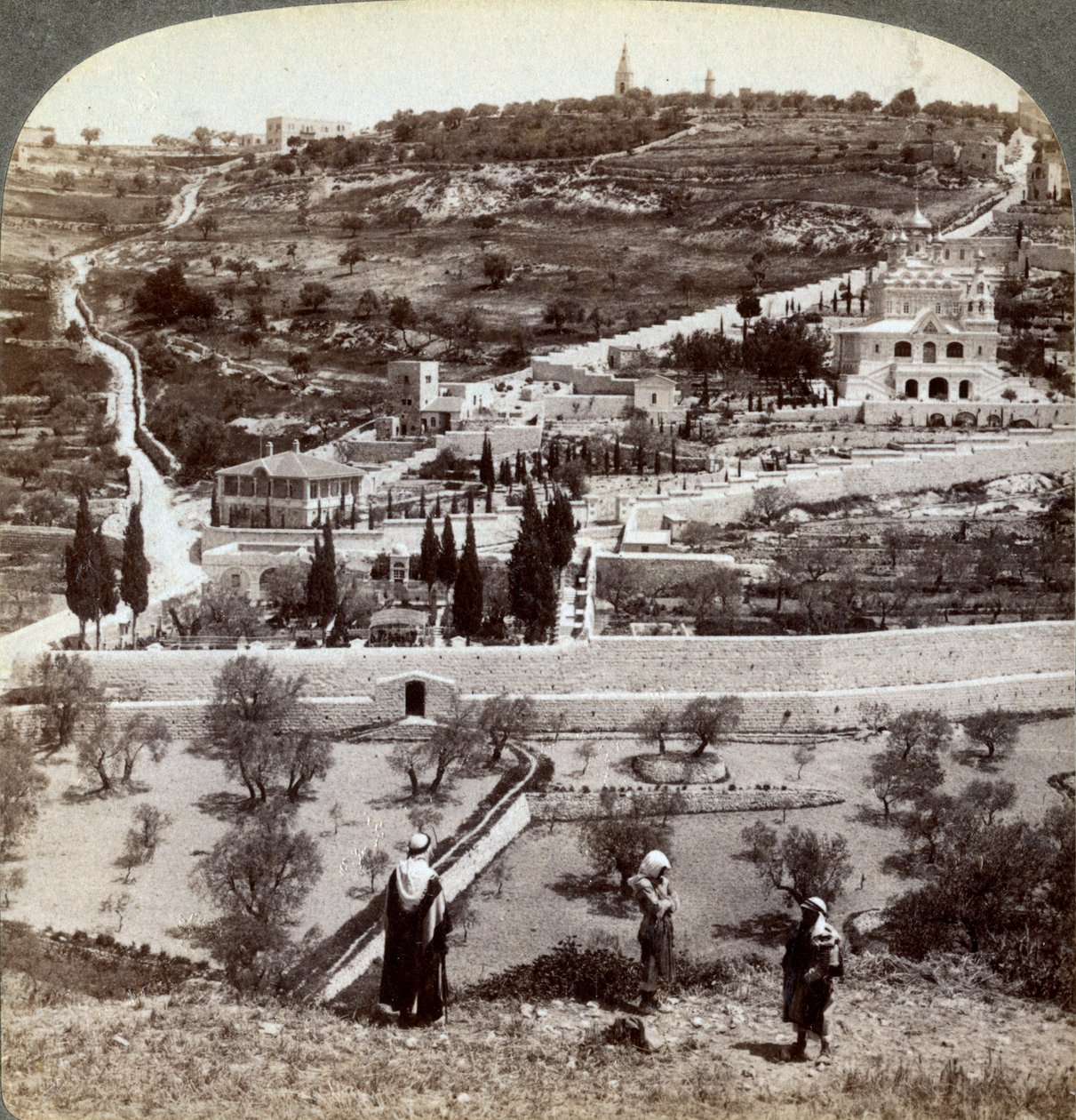 Il Giardino del Getsemani e il Monte degli Ulivi, Palestina da Underwood and Underwood
