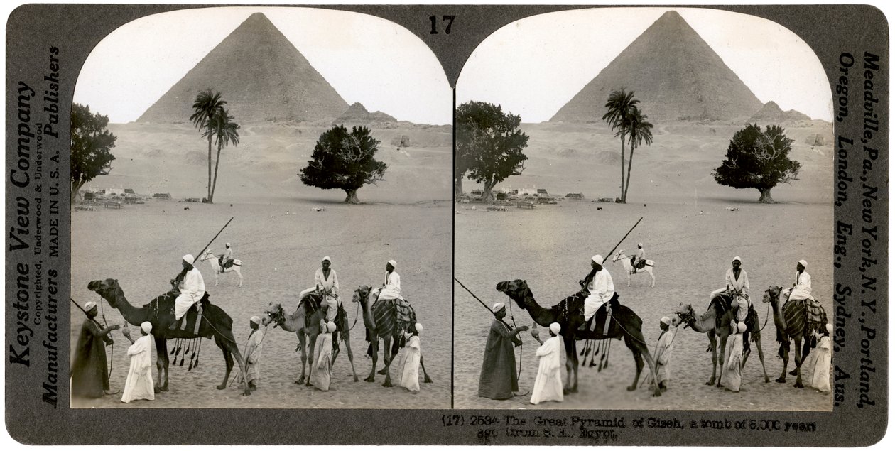 La Grande Piramide di Giza, Egitto, 1905 da Underwood and Underwood