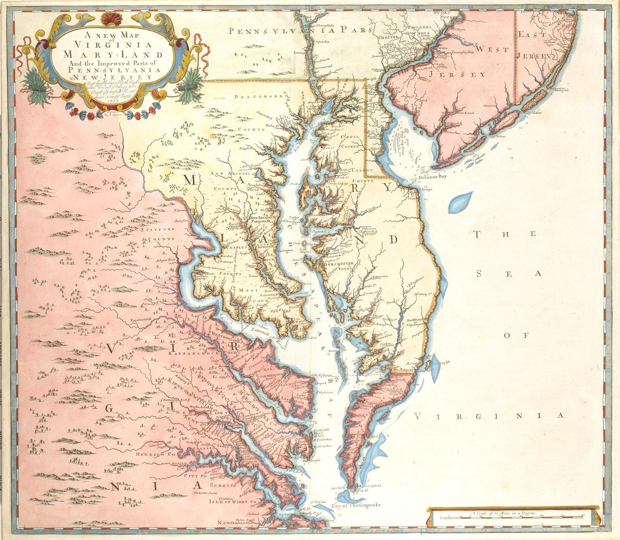 Una nuova carta della Virginia e del Maryland e delle parti migliorate della Pennsylvania e del New Jersey da Unidentified