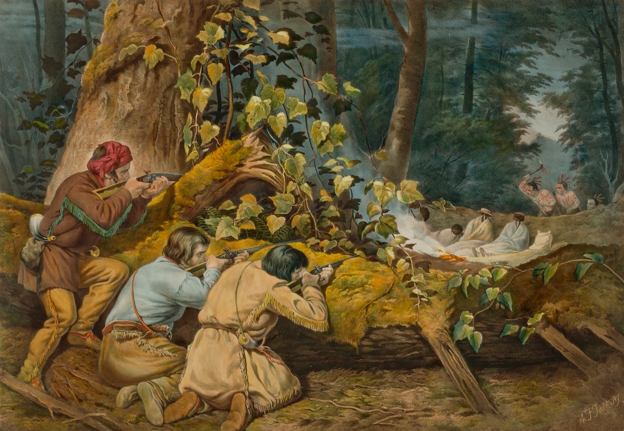Vita di frontiera americana. "Lo stratagemma del cacciatore". da Unidentified