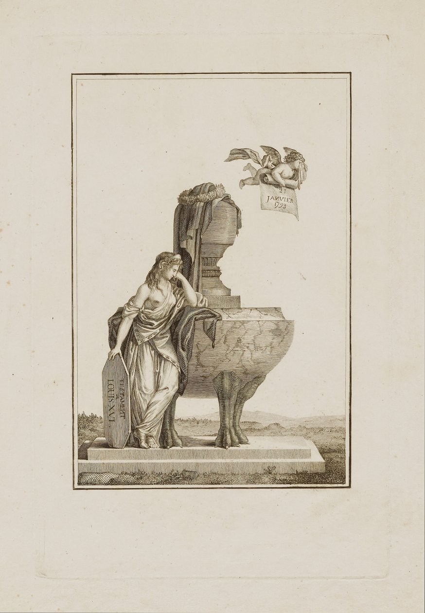 Figura mitologica in lutto sulla tomba di Luigi XVI da Unidentified