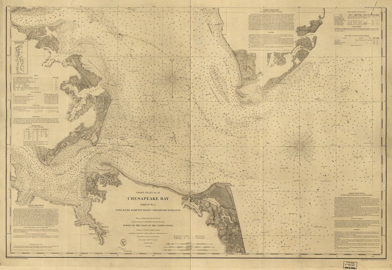 Baia di Chesapeake, foglio n. 1, fiume York, Hampton Roads, ingresso di Chesapeake... LOC 99447134 da United States Coast Survey