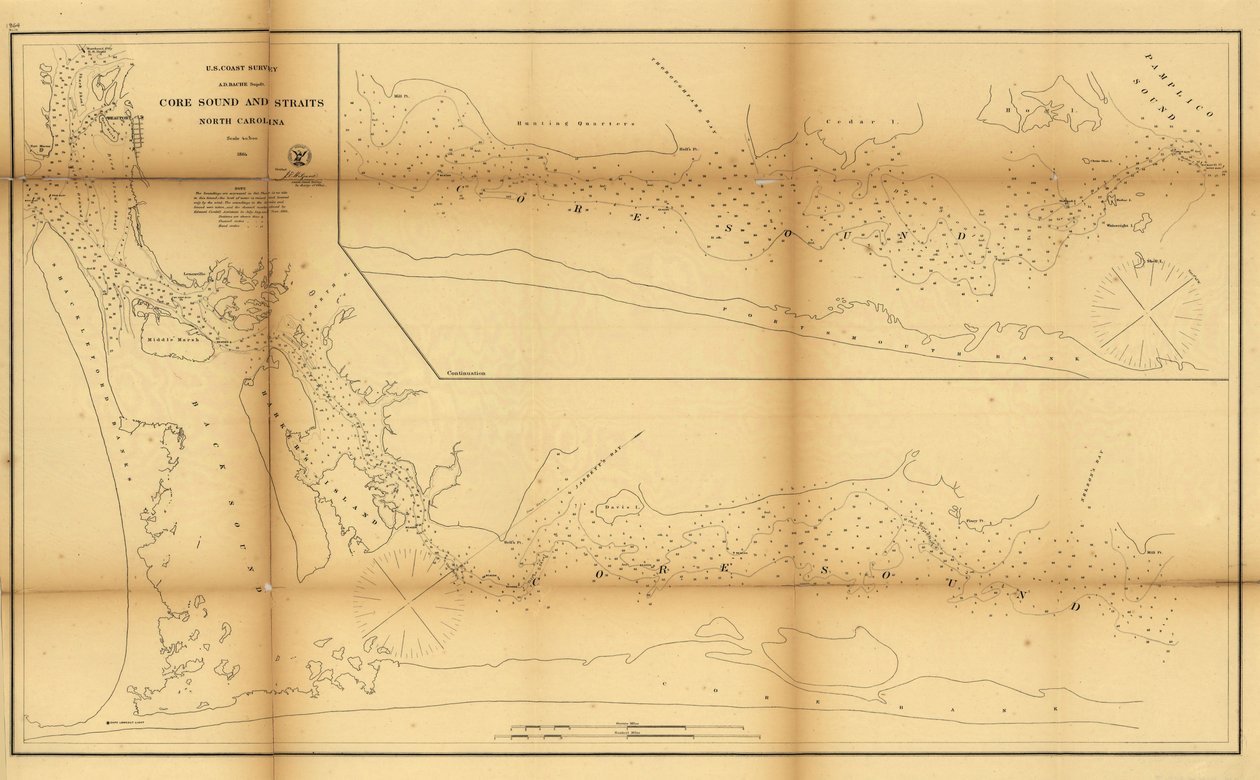 Core Sound e Stretto, Carolina del Nord. LOC 99447462 da United States Coast Survey