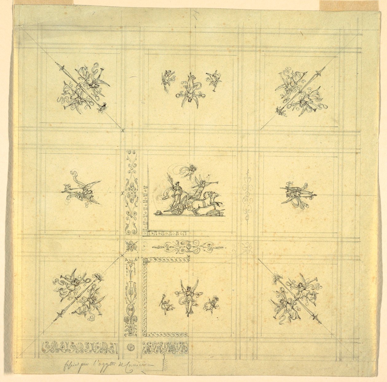 Disegno, Decorazione del soffitto, Vittoria su un carro, Palazzo Quirinale, Roma, 1812 da Unknown
