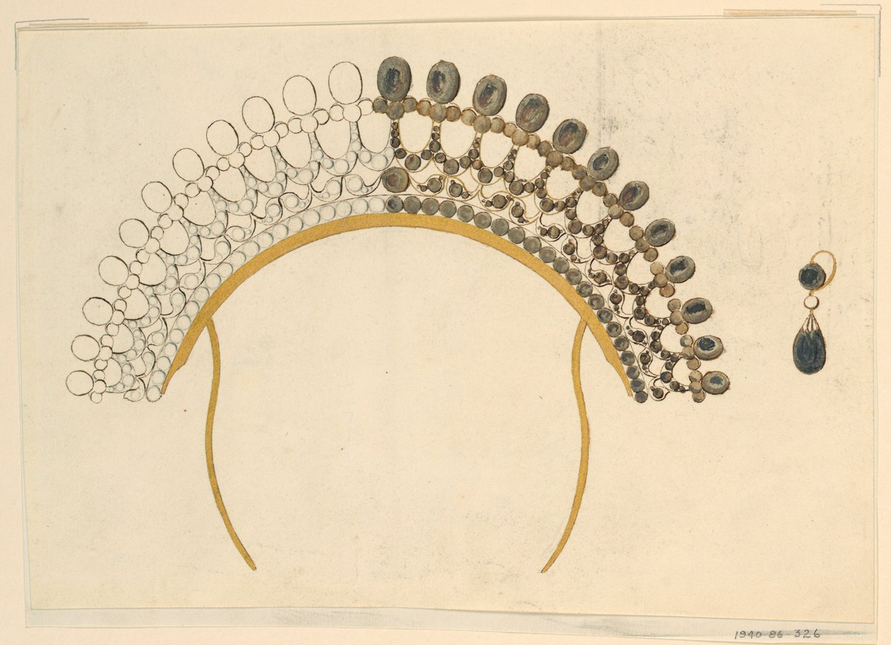 Disegno, Progetto per un pettine e un orecchino, ca. 1815 da Unknown