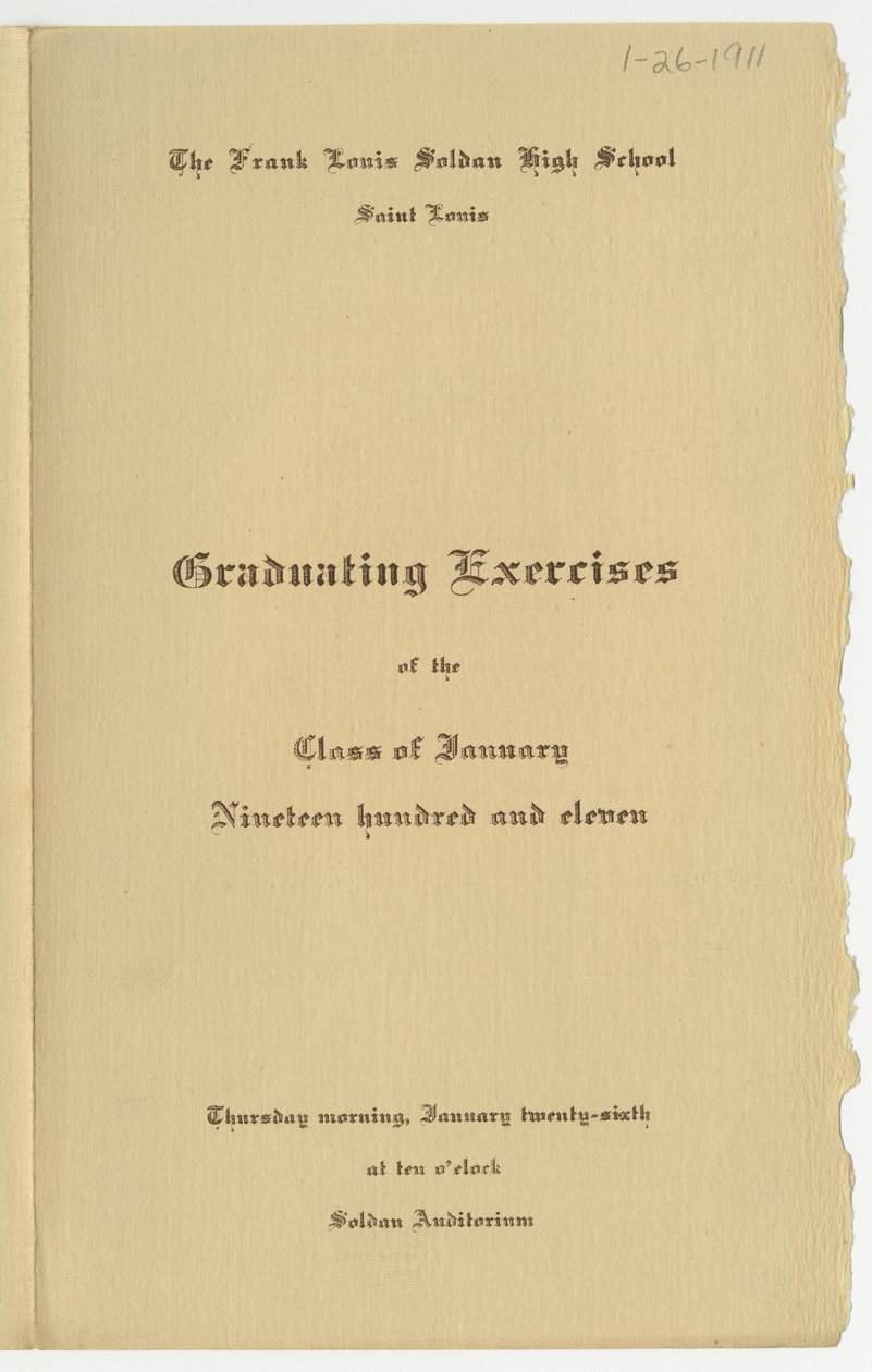 Programma per le esercitazioni di laurea della classe di gennaio 1911 alla Frank Louis Soldan High School, St. Louis da Unknown