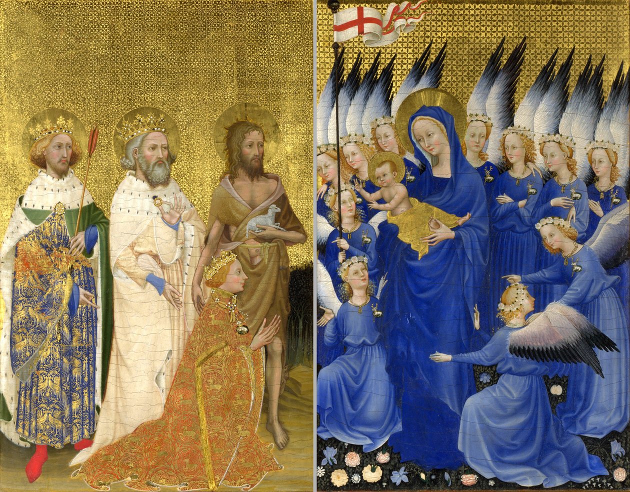 Riccardo II presentato alla Vergine e al Bambino dal suo santo patrono Giovanni Battista e dai santi Edoardo ed Edmondo (Il Dittico di Wilton) da Unknown