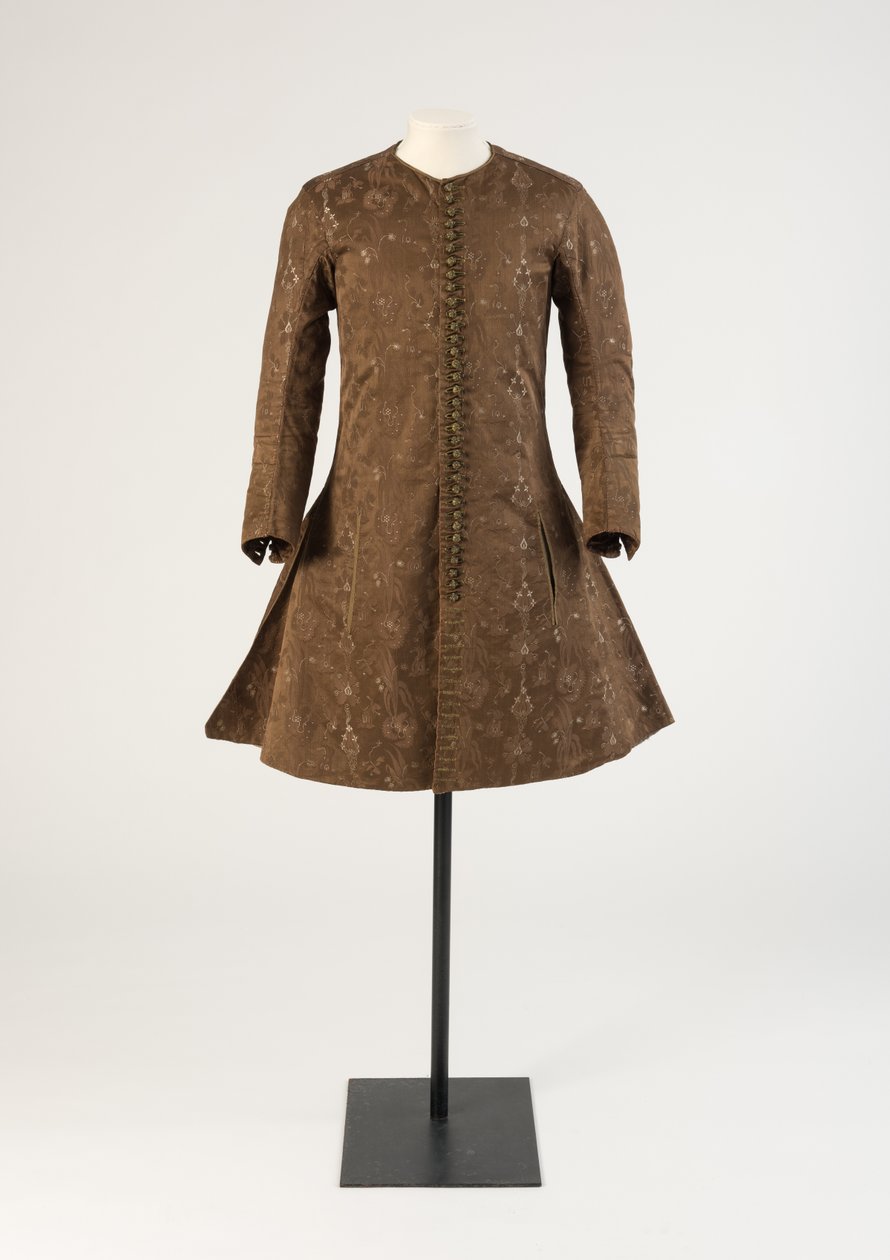 Panciotto da uomo in seta marrone tessuta, 1690 da Unbekannt Unbekannt