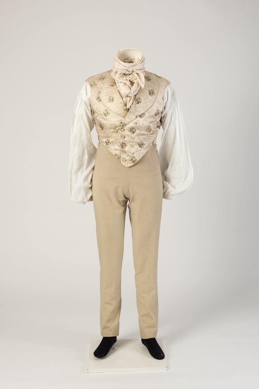 Pantaloni di lana da uomo, indossati con gilet di seta figurata, anni 1820 da Unbekannt Unbekannt