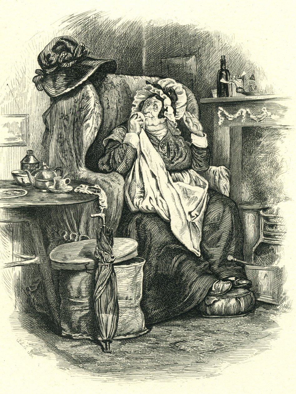 Martin Chuzzlewit: Mrs Gamp, inciso da Stephen Alonzo Schoff (1818-1904) da Unbekannt Unbekannt
