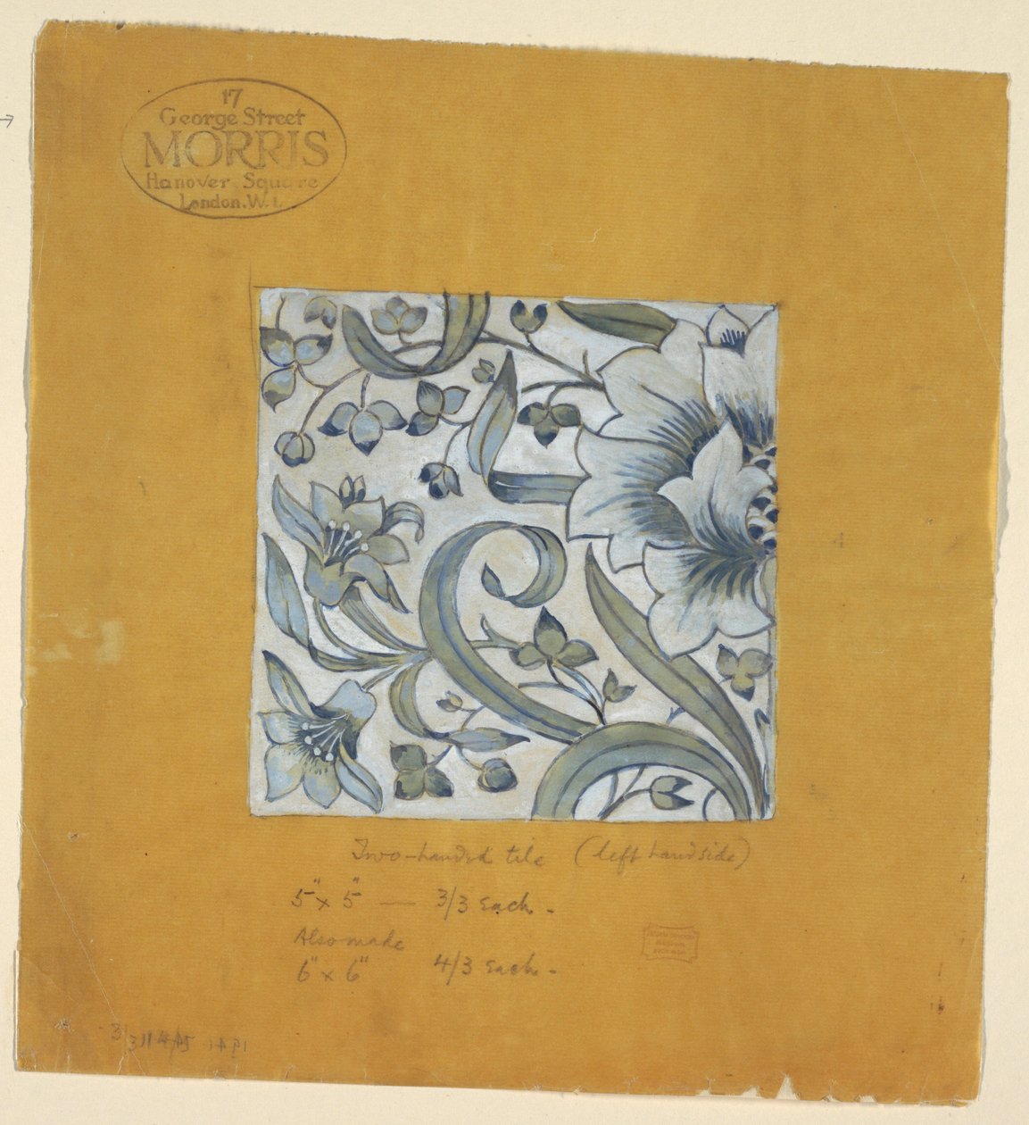 Disegno, Design dopo William Morris, una Piastrella, dopo 1917 da Unknown