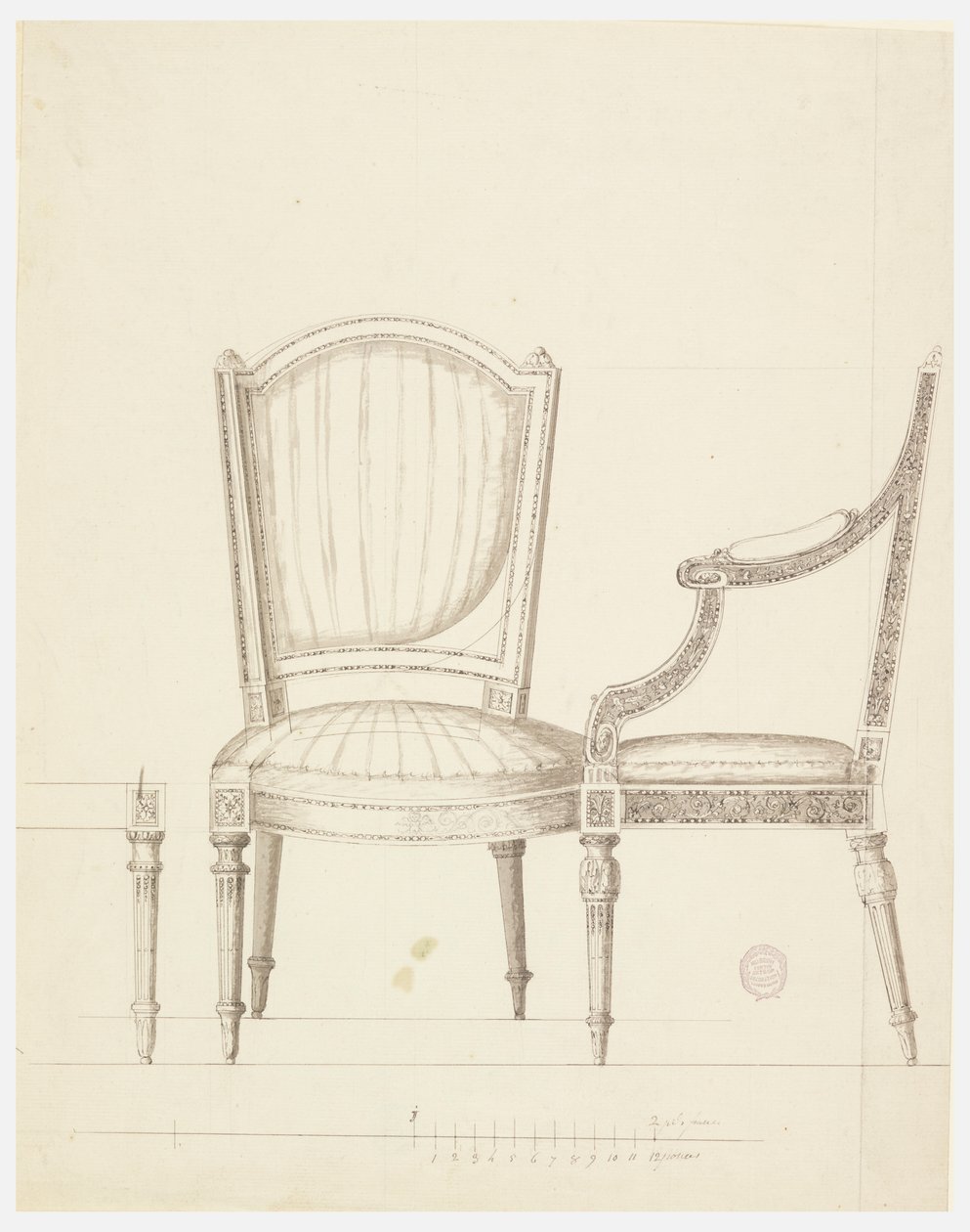 Disegno, Progetto per due sedie con suggerimenti alternativi, 1760-65 da Unknown