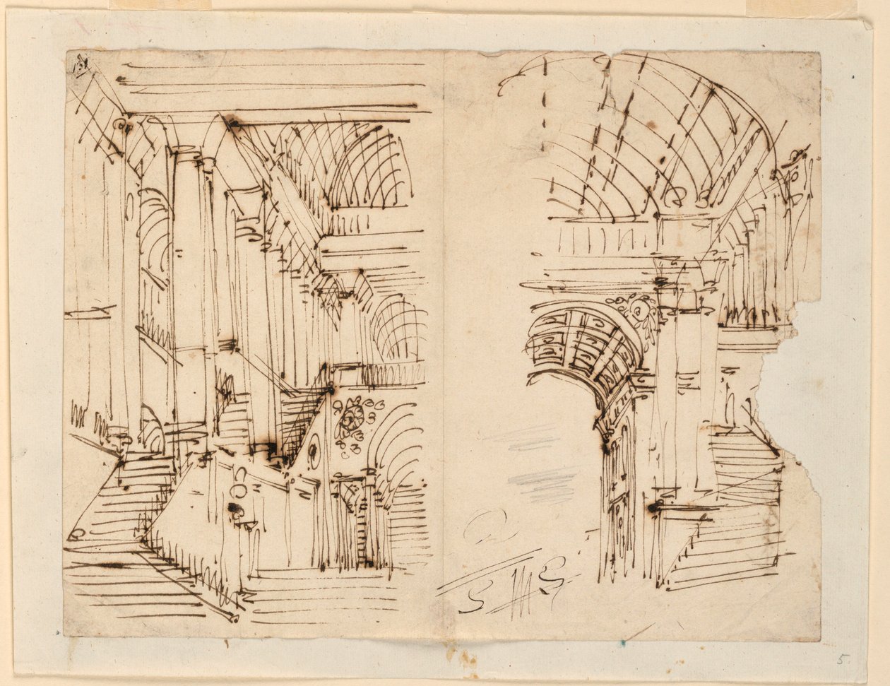 Disegno, scenografia, scale, inizio XIX secolo da Unknown