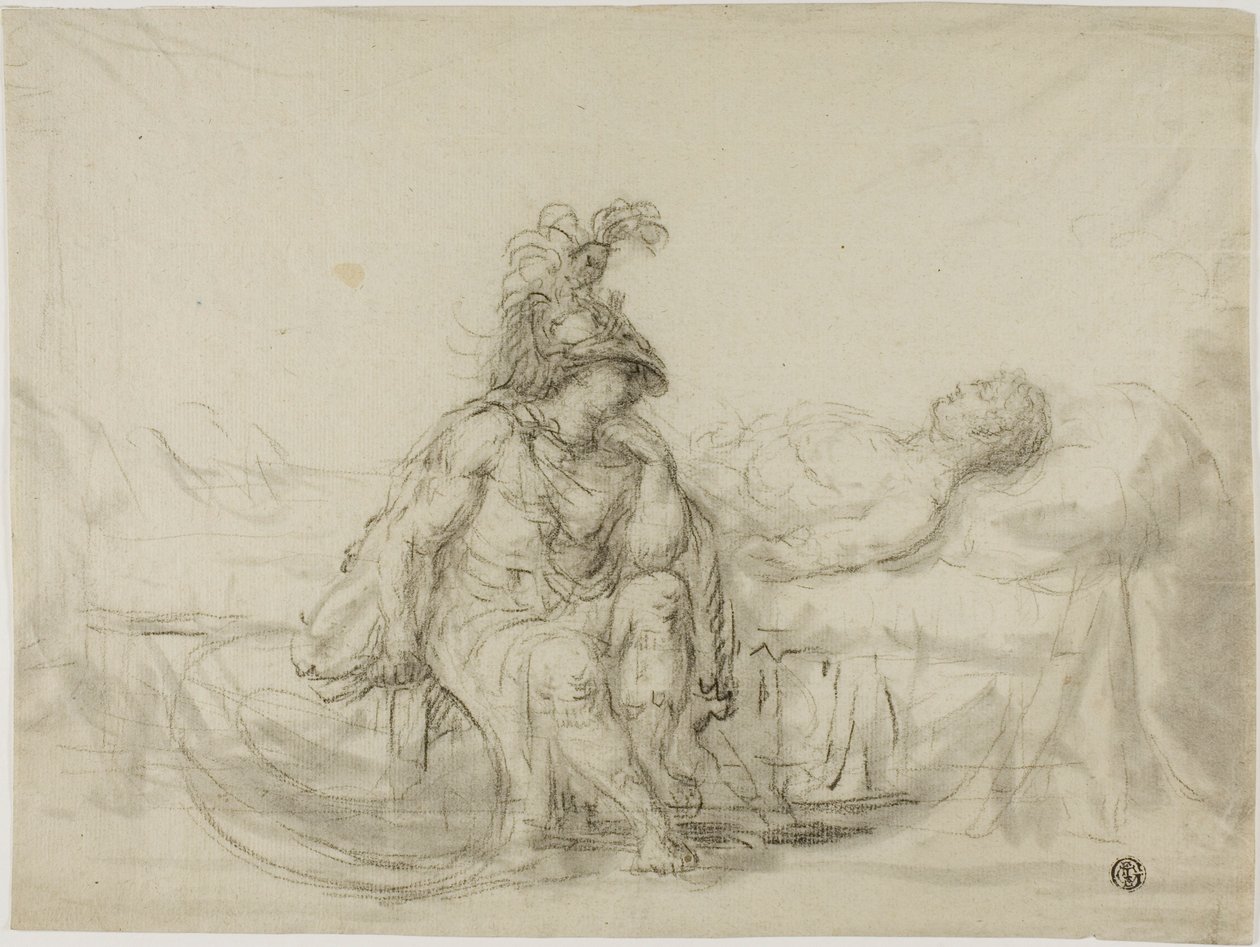 Achille piange Patroclo da Unknown