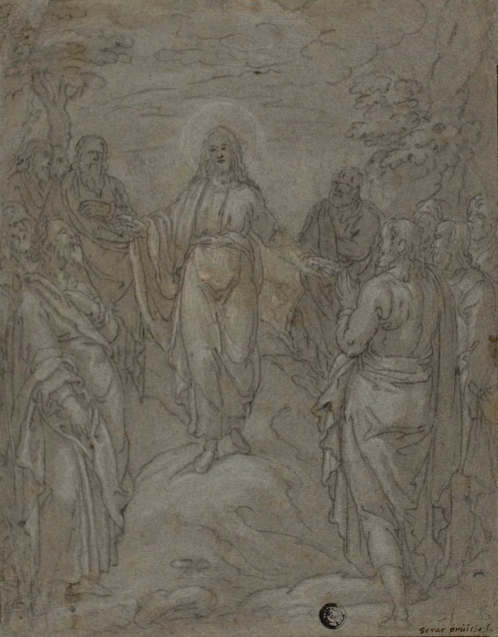 Cristo e gli apostoli (recto); Schizzo di una scena della Natività (verso) da Unknown