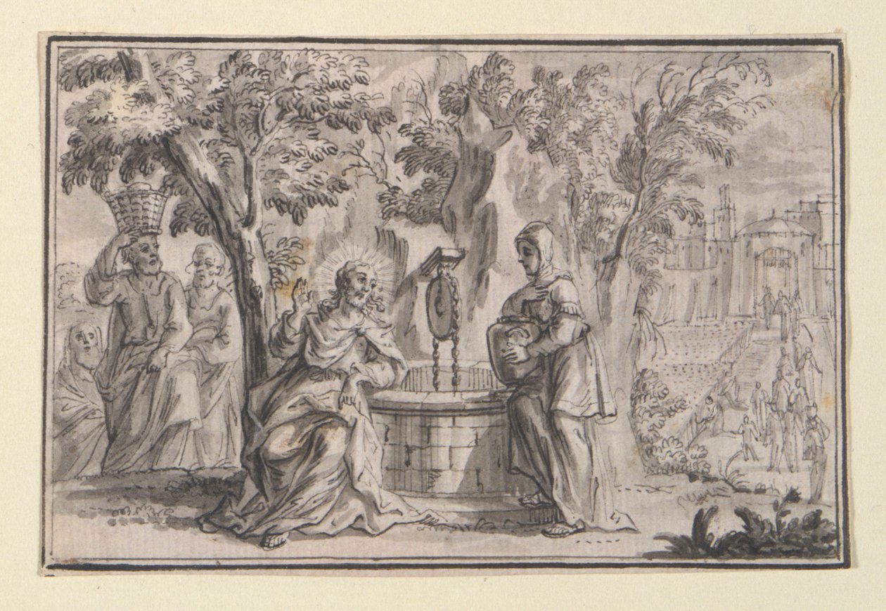 Cristo e la Samaritana (Giovanni 4), una delle quattro scene della Vita di Cristo da Unknown