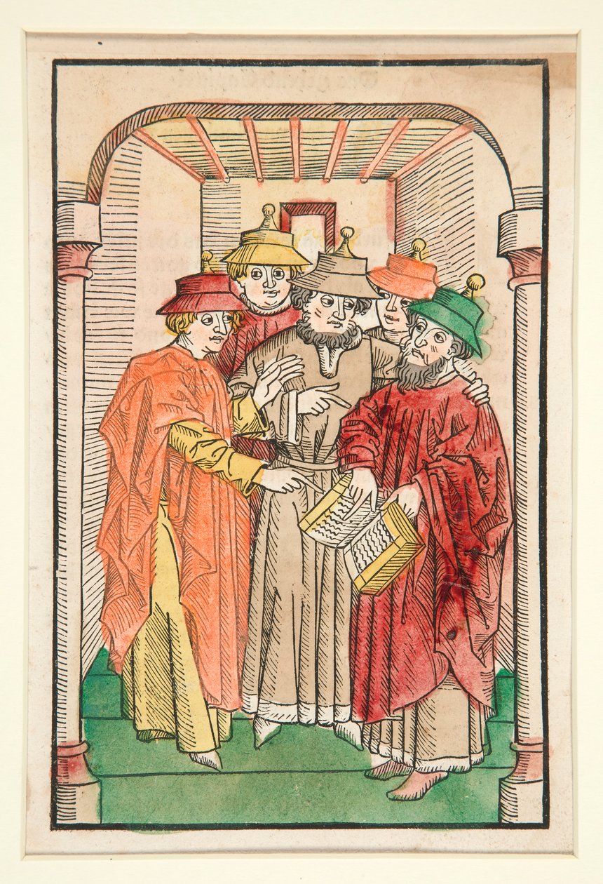 Cinque studiosi ebrei, illustrazione da Der Seelen-Wurzgarten da Unknown