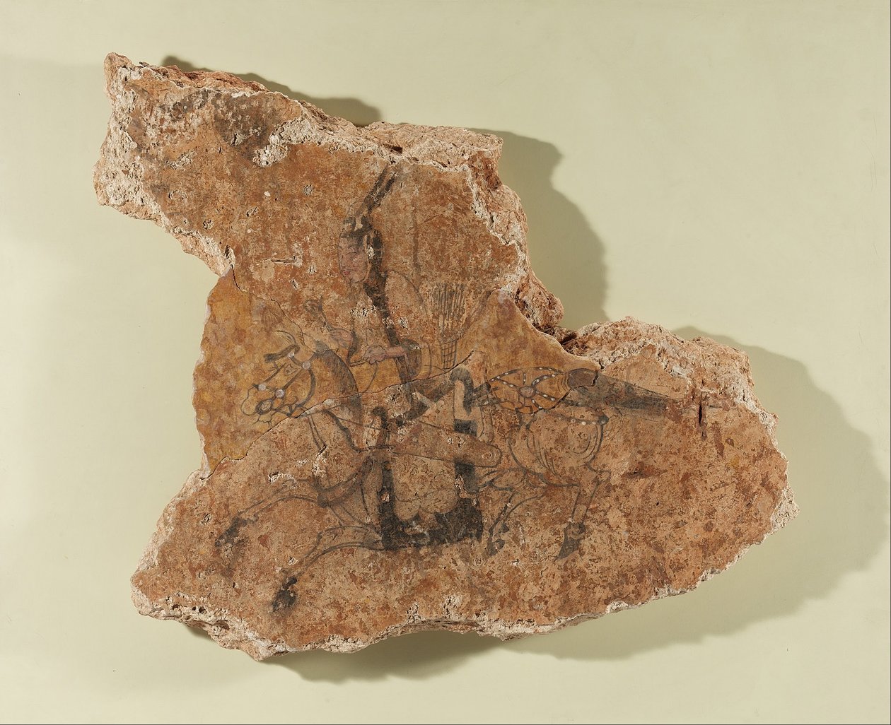 Frammento di murale con cavaliere a cavallo da Unknown