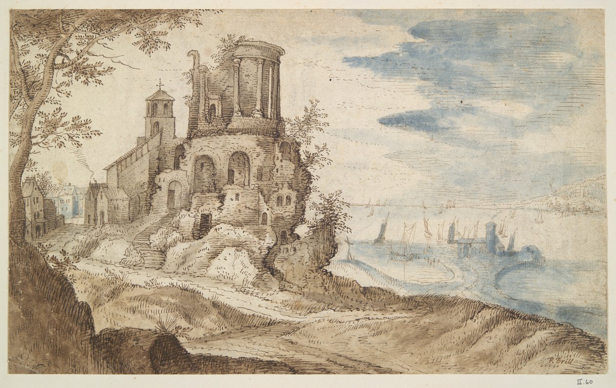 Paesaggio immaginario con il Tempio di Sibilla, Tivoli da Unknown