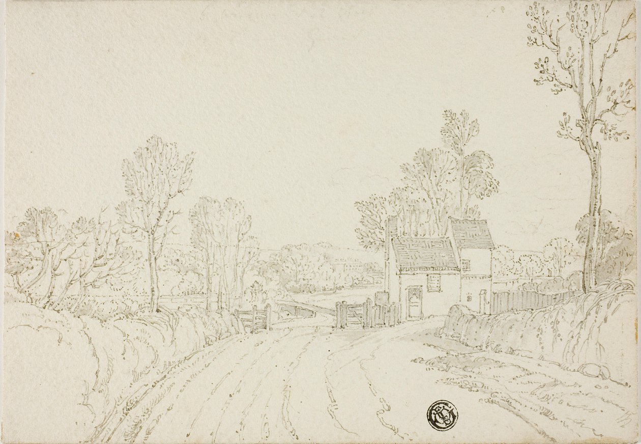 Strada oltre la casa nel paesaggio da Unknown