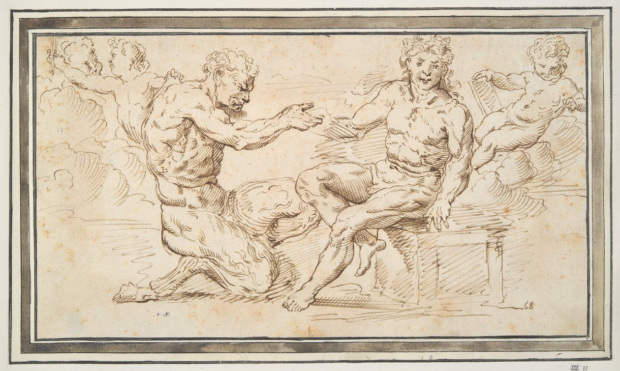 Satiro e Giovane Seduto con Putti da Unknown