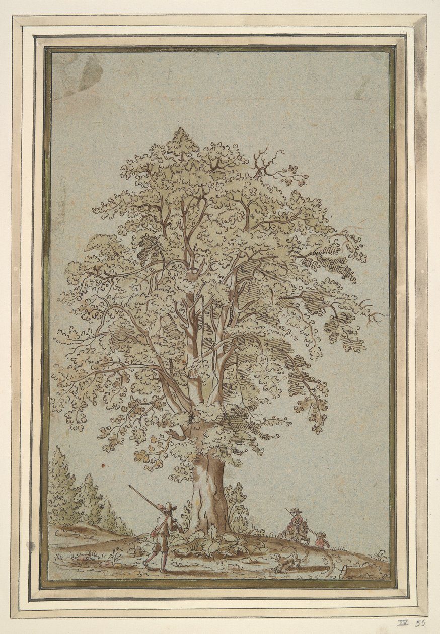 Alberi e tre cacciatori da Unknown