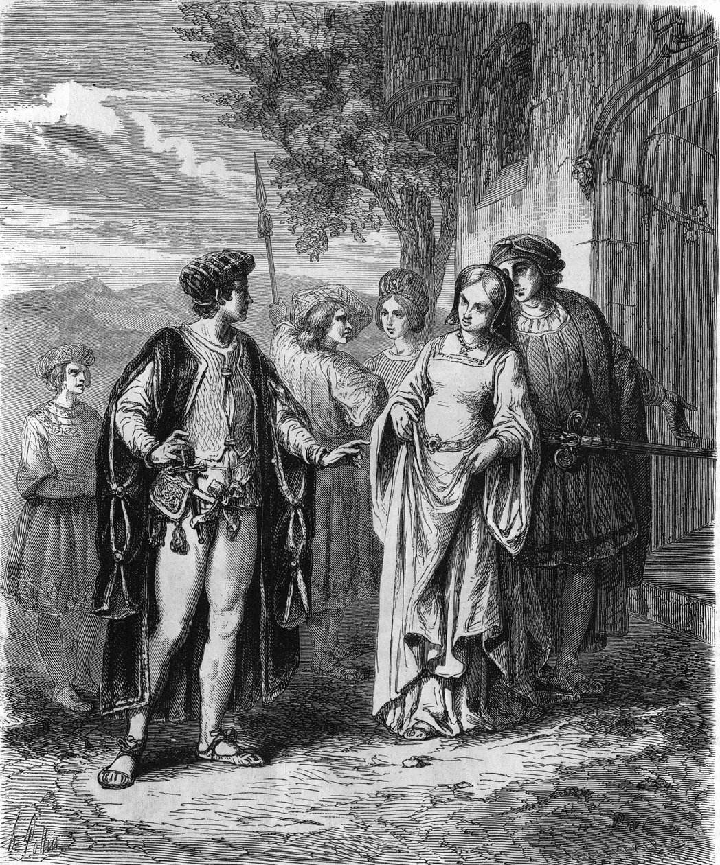 Costumi del XV secolo. Incisione del XIX secolo. da Unknown artist
