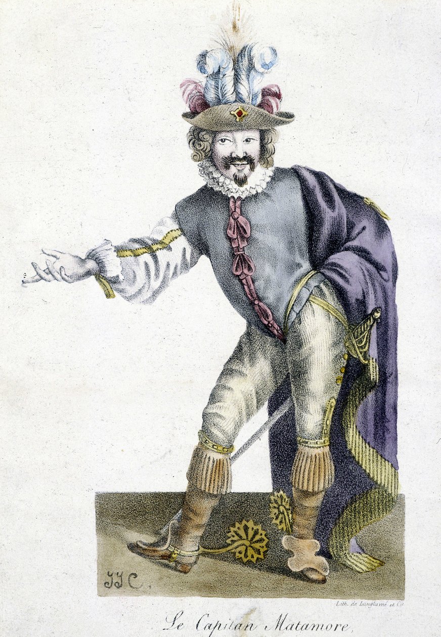 Personaggio teatrale del XVI secolo: Capitan Matamore, Arts Deco da Unknown artist