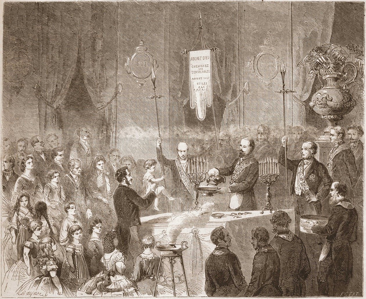 Un battesimo massonico alla loggia della Fraternelle Amitive nel 1861 da Unknown artist