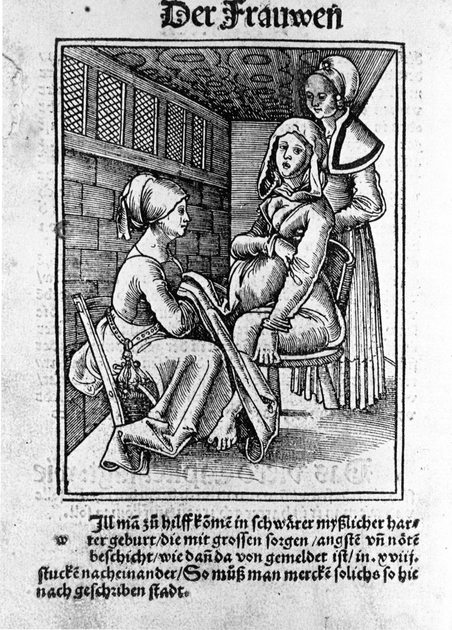 Un parto. Xilografia di Konrad Merkel dopo "Der swangern frawen und hebammen Rosengarten", Hagenau da Unknown artist