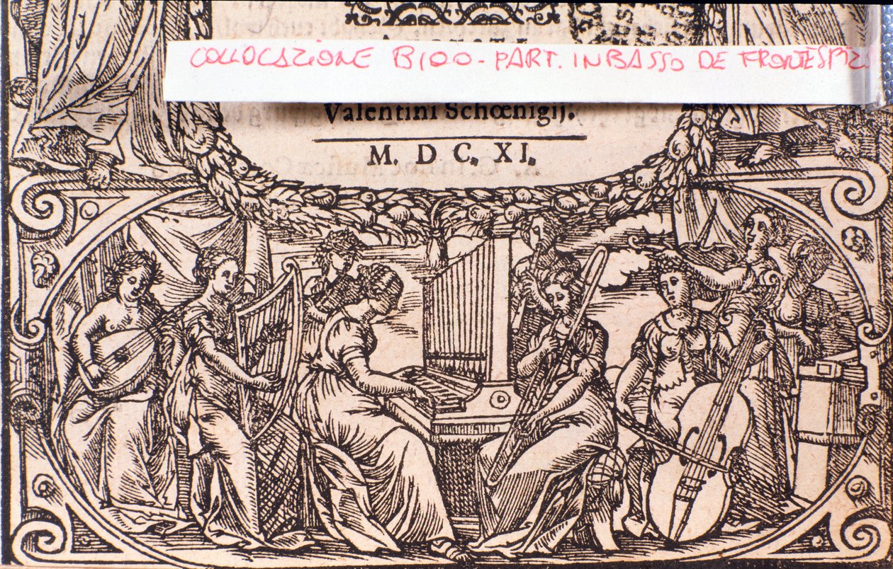 Un concerto, dettaglio. Frontespizio di Compendium of music di Adam Gumpeltzhaimer da Unknown artist