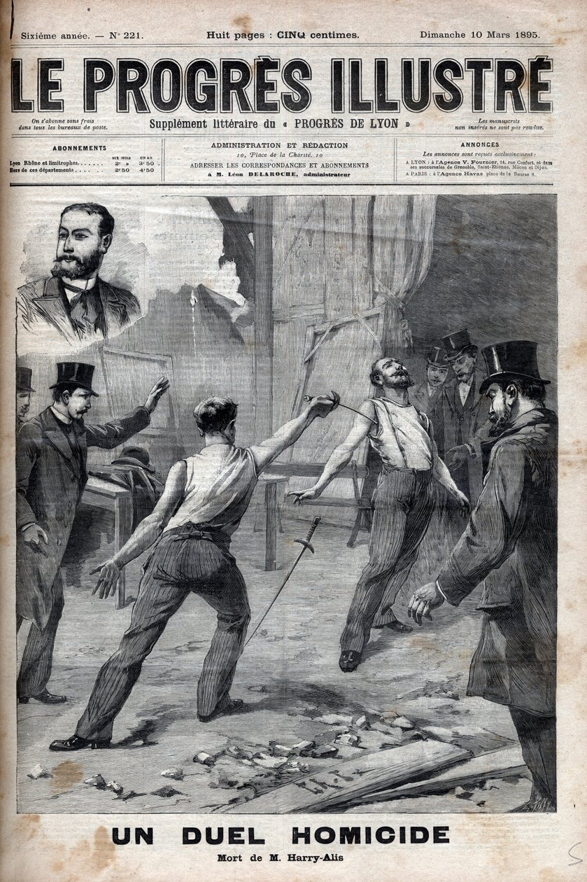 Un duello omicida - 1 marzo 1895, duello con la spada tra Alfred Le Chatelier e Hippolyte Percher, alias Harry Alis da Unknown artist