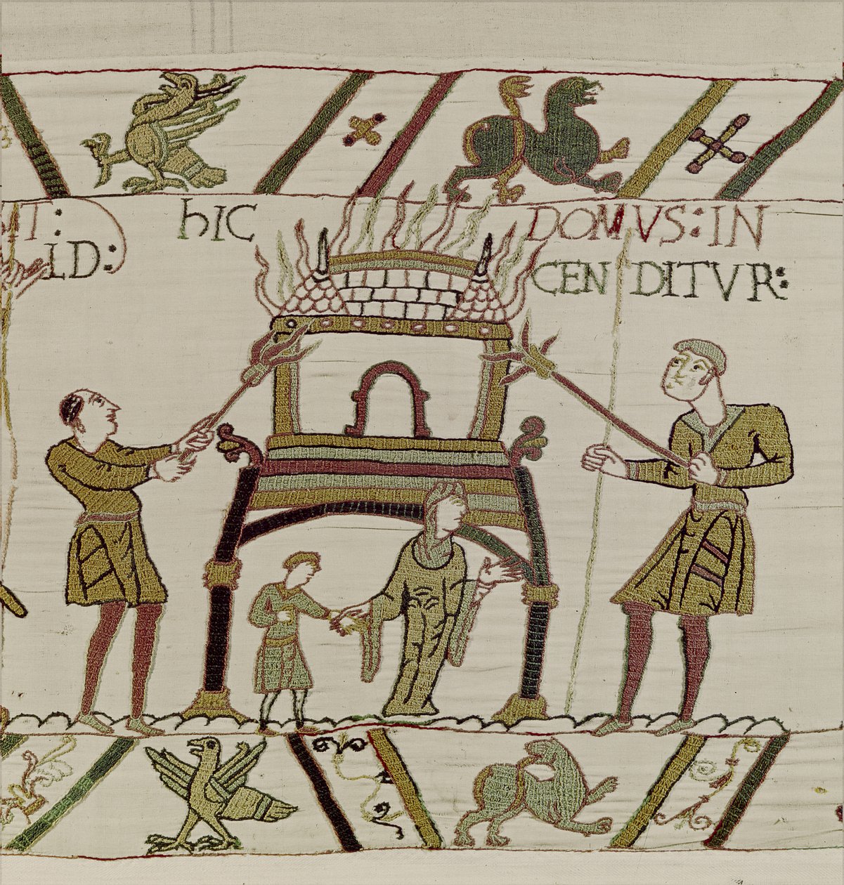 Una casa viene bruciata dai Normanni, Arazzo di Bayeux da Unknown artist