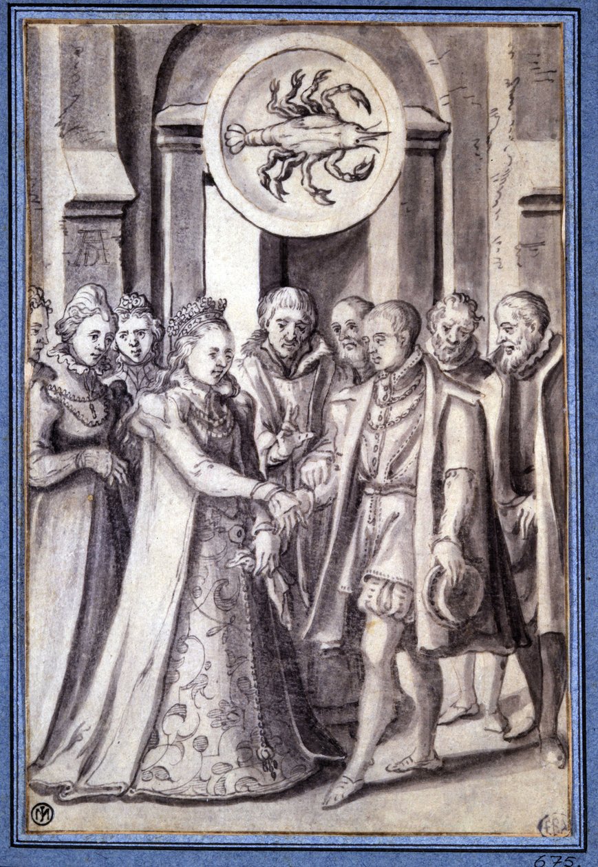 Un matrimonio nel XVII secolo, sotto il segno del cancro da Unknown artist