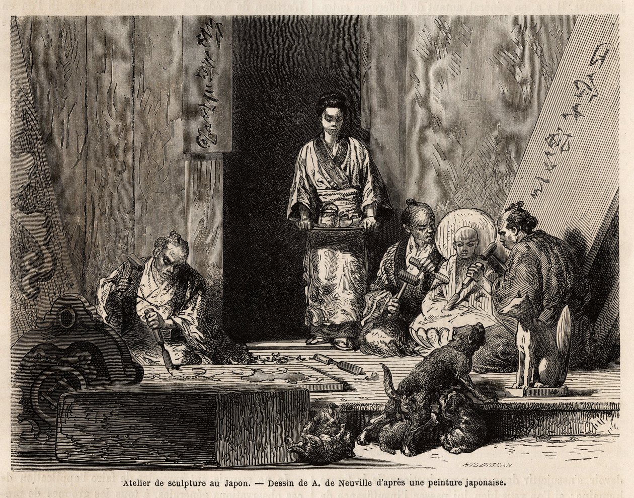 Un laboratorio di scultura a Yedo (o Edo, l