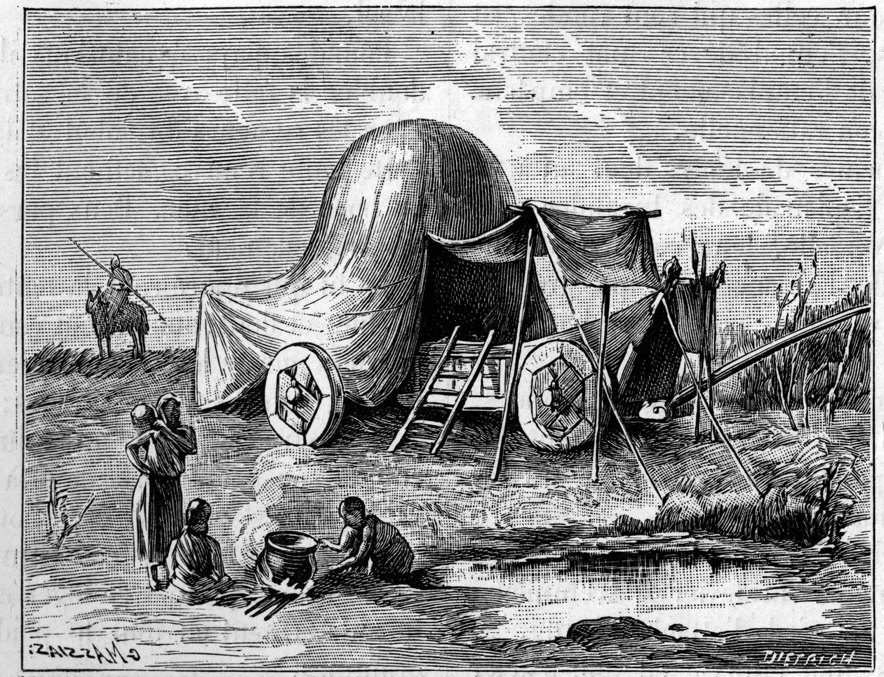Una tenda montata su un carrello dell