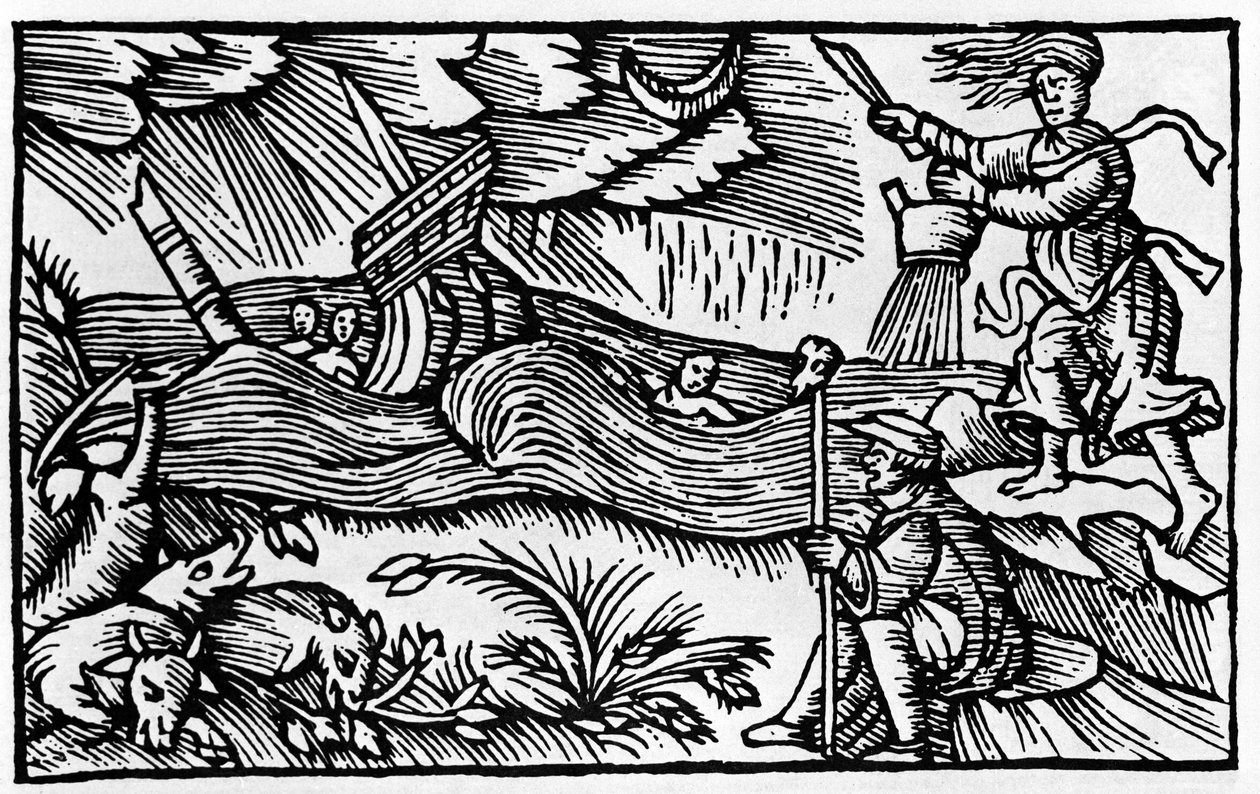 Una strega provoca una tempesta dopo "Historia de gentis nortentrionalibus" di Olaus Magnus, Roma 1555 da Unknown artist