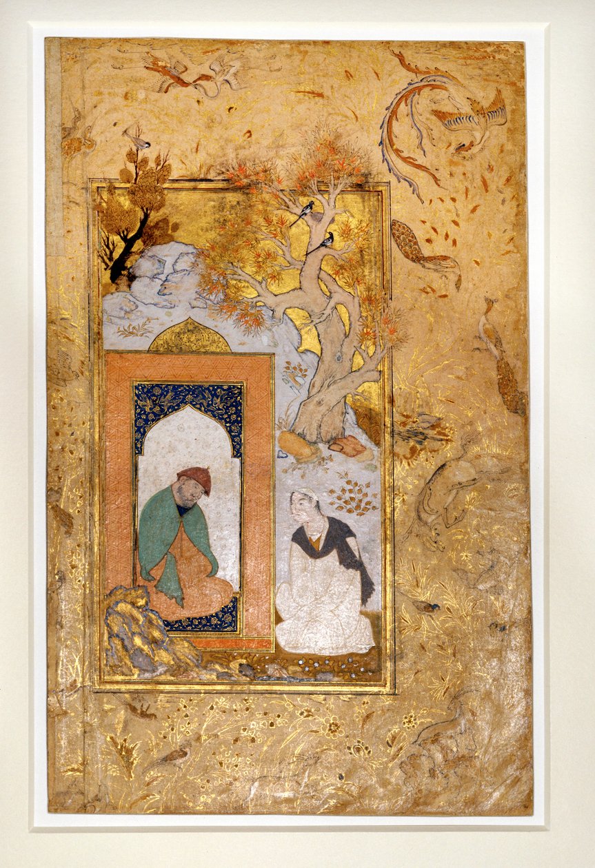 Un giovane visita un dervich (gouache e oro su carta) da Unknown artist