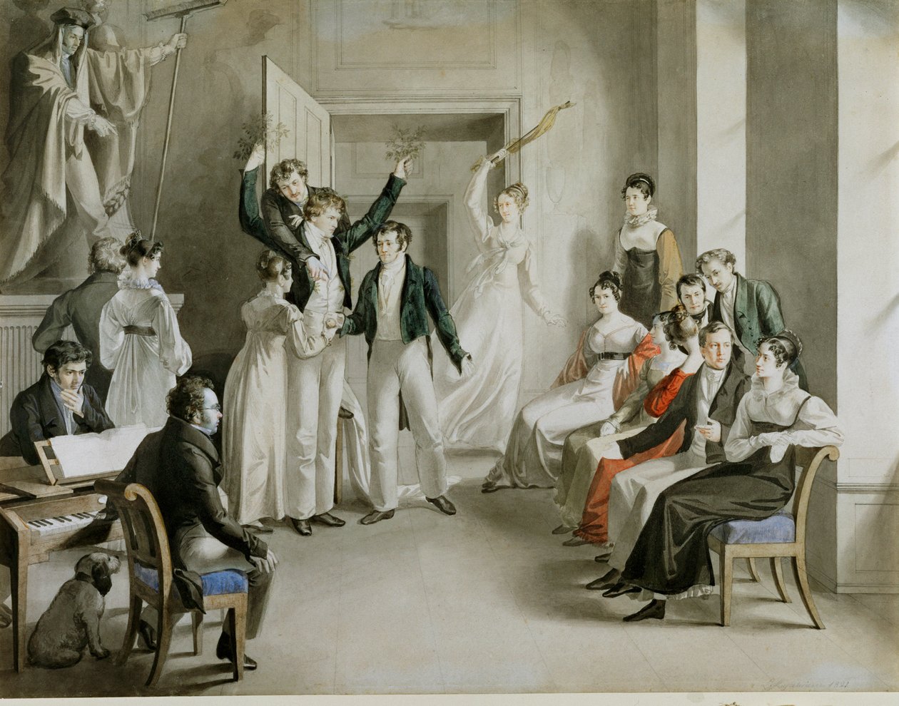 " Adamo ed Eva e la caduta", una farsa interpretata dagli "schubertiani". da Unknown Artist