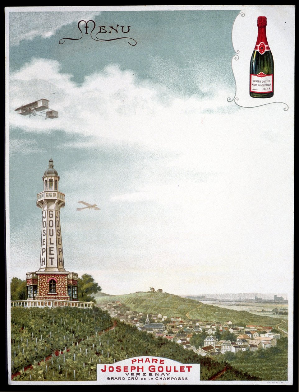 Pubblicità del marchio "Joseph Goulet - Verzenay - Grand cru de la Champagne" da Unknown artist
