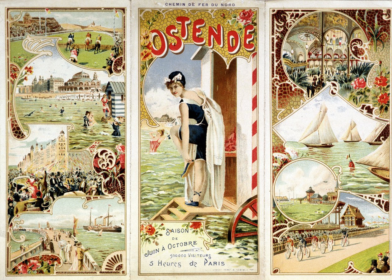 Pubblicità della ferrovia del Nord: Ostenda, 5 ore da Parigi, sd. fine XIX secolo da Unknown artist