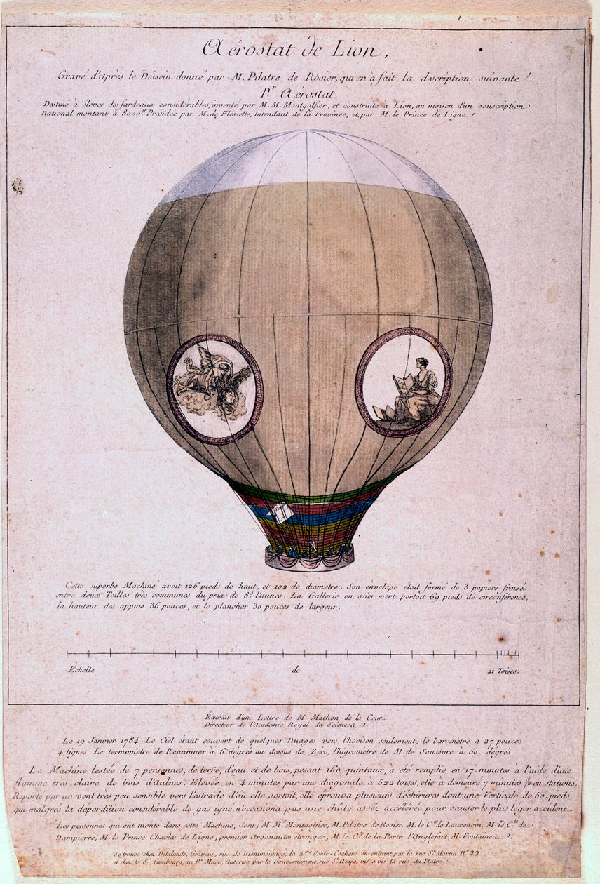 Aerostato di Lione costruito da un modello dei fratelli Montgolfiere (Joseph ed Etienne) da Unknown artist