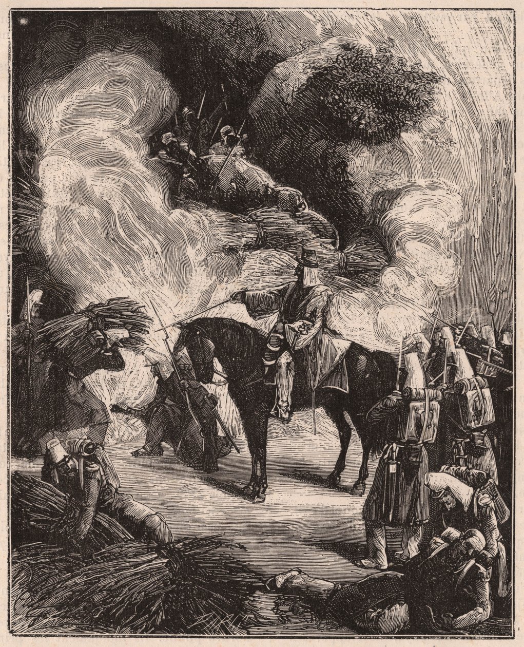 Truppe africane che asfissiano algerini in una grotta, durante la conquista del territorio di Regence Algeri nel 1844-45 da Unknown