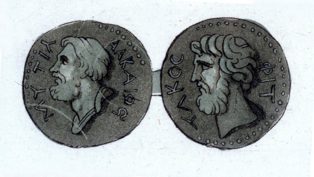 Alceo (ca. 630 - ca. 580 a.C.). Poeta greco. Incisione dei primi del XIX secolo da Unknown artist