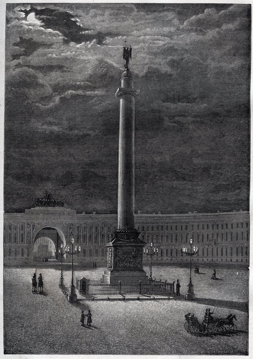 Colonna di Alessandro a San Pietroburgo, Russia - incisione del 1870 da Unknown artist