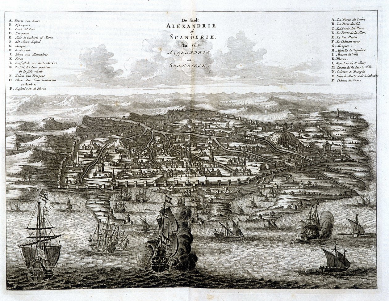 Veduta di Alessandria dal mare - incisione di Dapper da Unknown artist