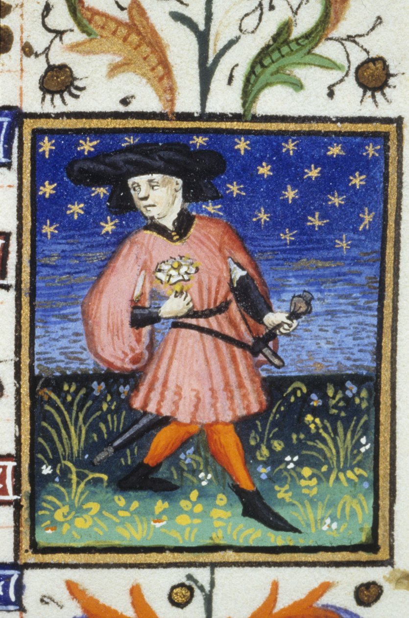 Rappresentazione allegorica di aprile - Un uomo che raccoglie margherite da Unknown artist