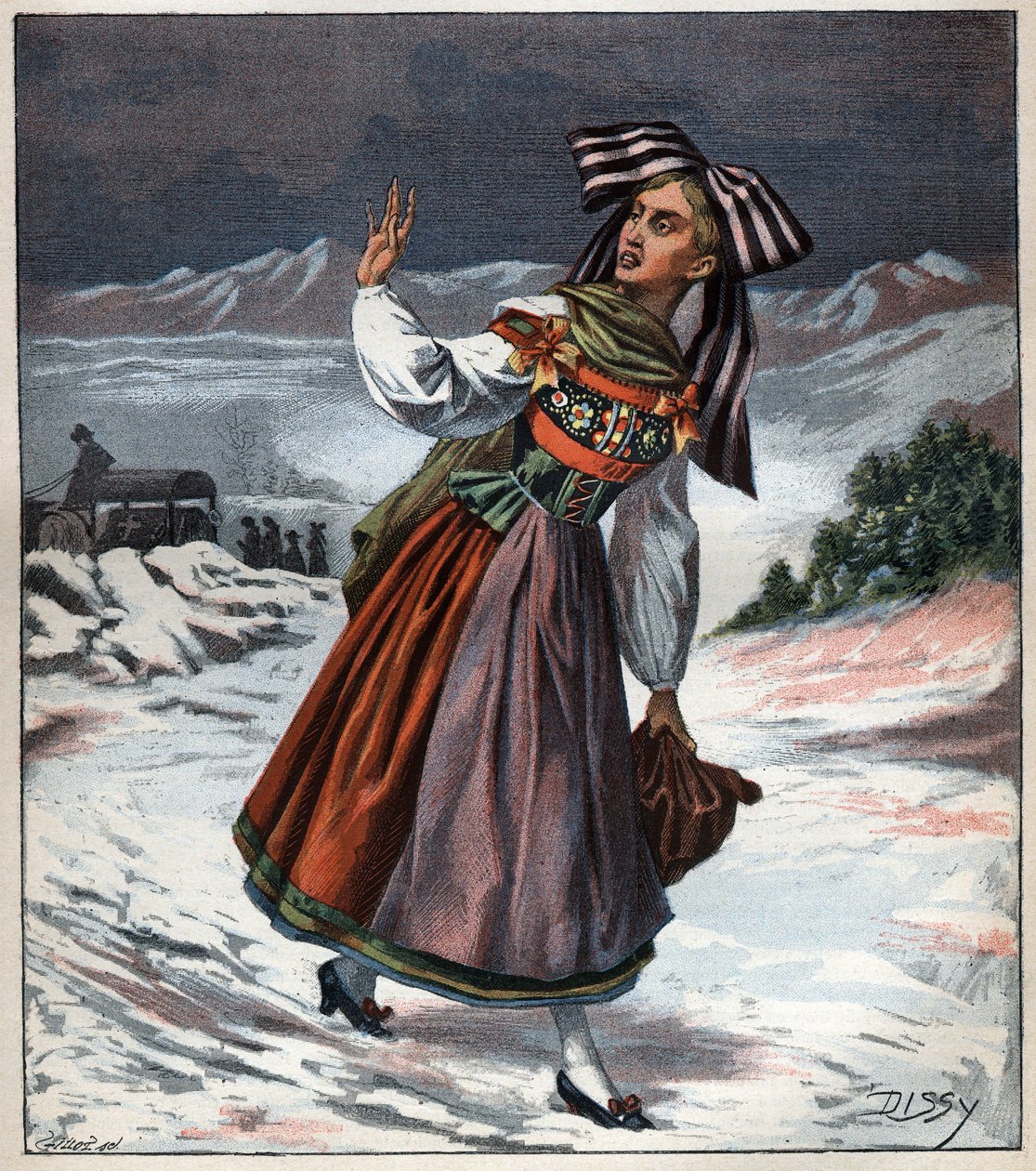 Donna alsaziana in costume regionale - Incisione del 1892 da Unknown artist
