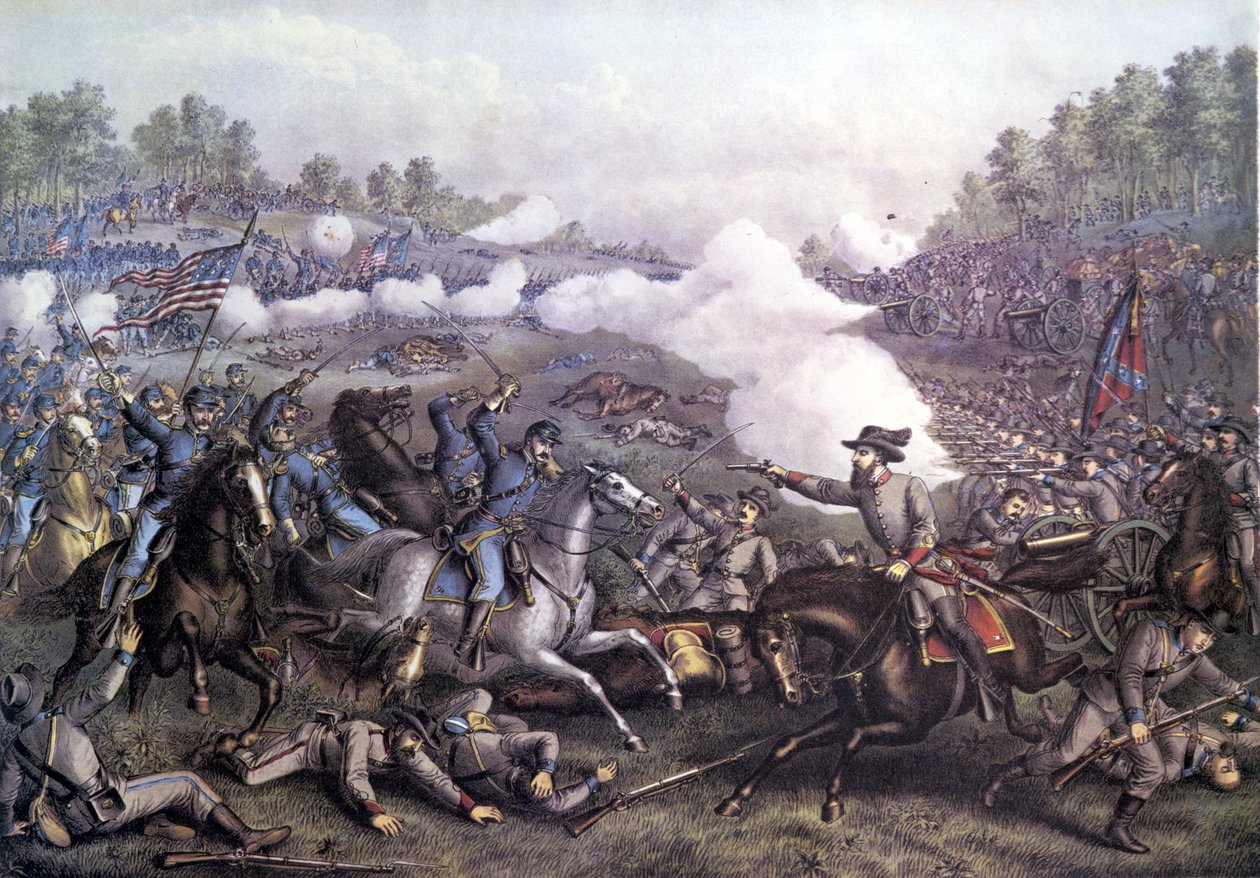 Guerra civile americana (1861 - 1865): Battaglia di Opequon o Terza battaglia di Winchester, Virginia 19 settembre 1864. Incisione del XIX secolo da Unknown artist