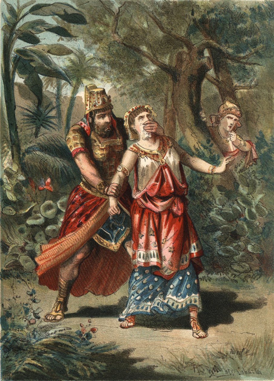 Amestris, moglie di Serse re dei Persiani, viene rapita da un servitore di Artaynte. In "El Culto de la Hermosura" di Juan Justo Huguet, Molinas Hermanos editores da Unknown artist
